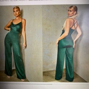 Satin green jumpsuit